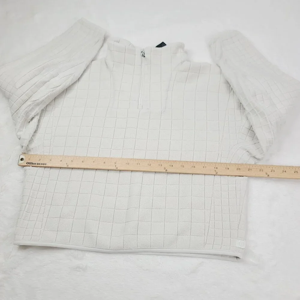 Lululemon Women's White Lab Textured-Grid Fleece Half Zip Pullover Sweater Sz XS